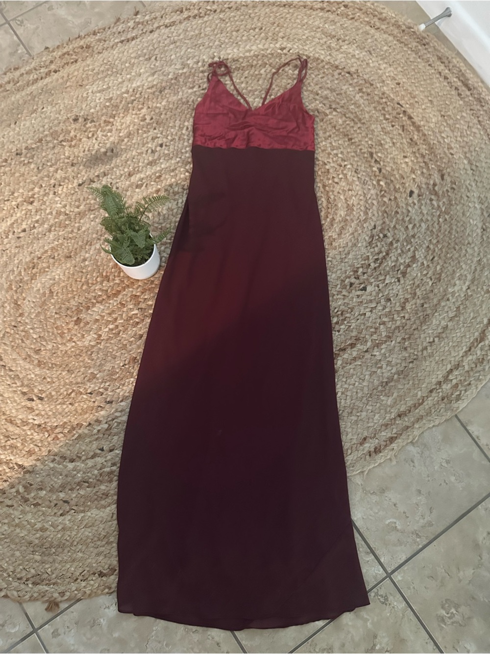 BURGUNDY MAXI SLIP DRESS